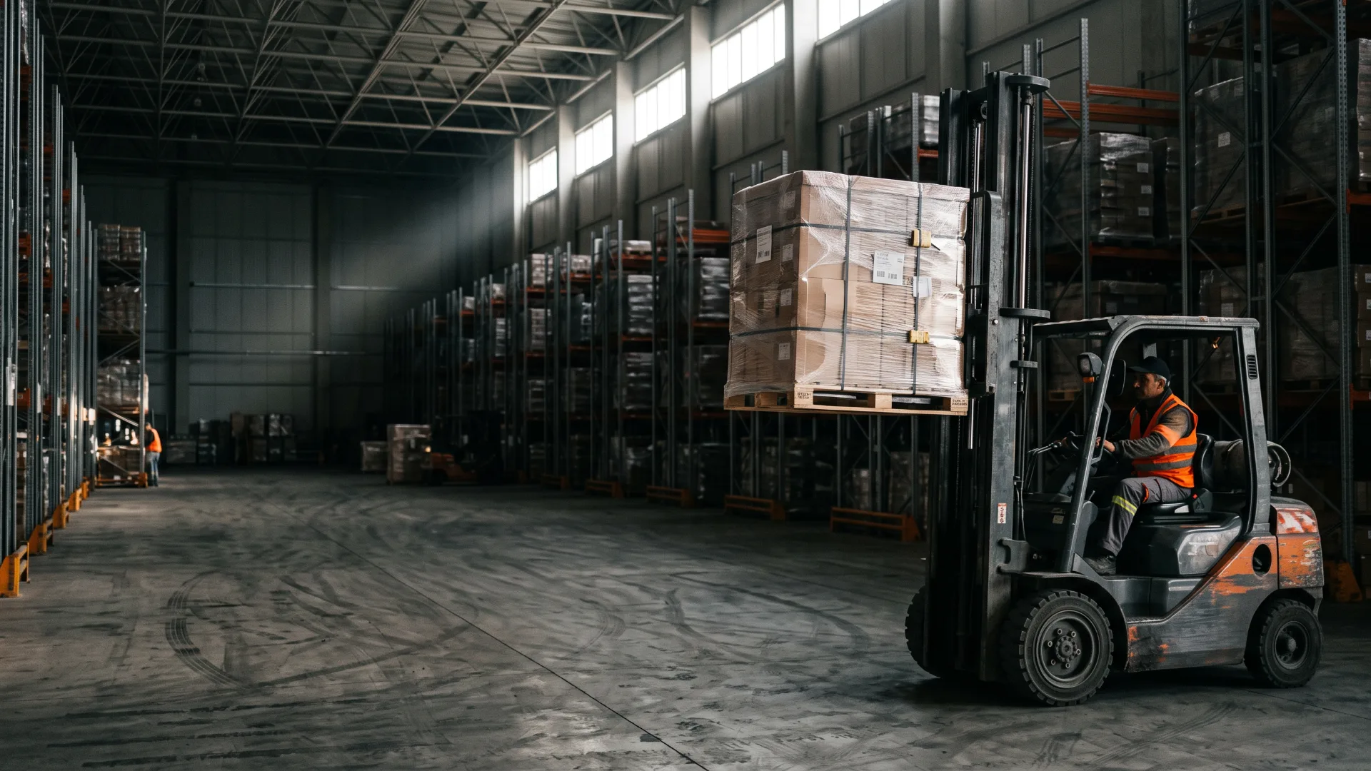 Depoda palet yükleyen forklift, Beylikdüzü