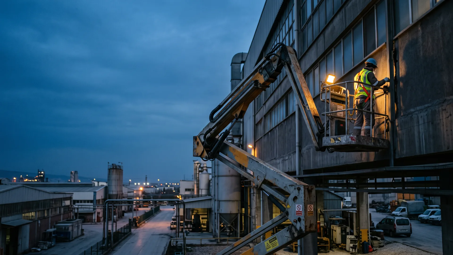 Cephe çalışmasında kullanılan manlift platformu, İstanbul